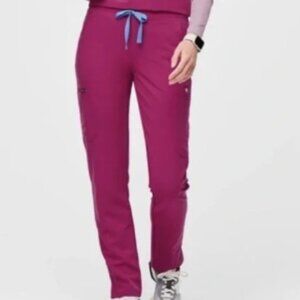 Figs Kade Cargo Scrub Pants in Magenta Pink Raspberry Sorbet Size XL Petite